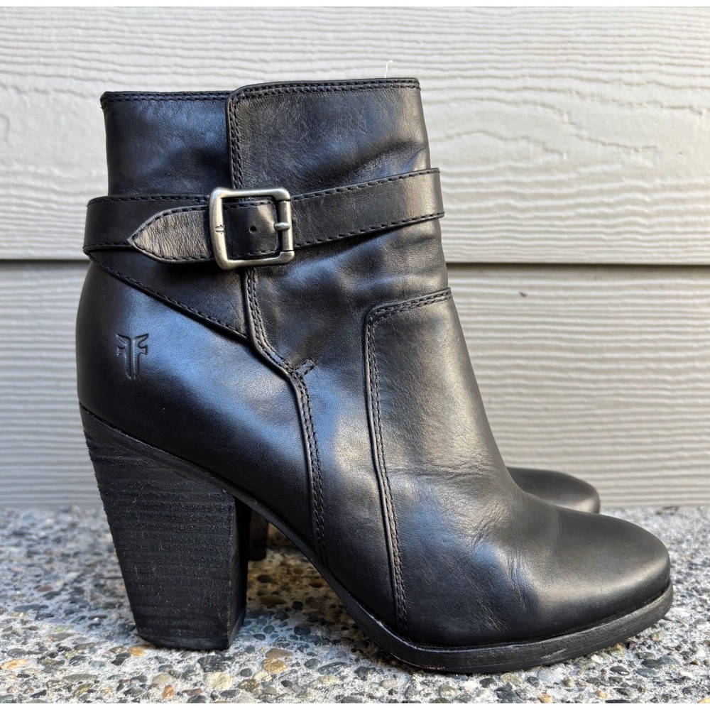 FRYE PATTY RIDING BOOTIE BLACK LEATHER ANKLE BOOTS WOMEN'S SIZE 6M